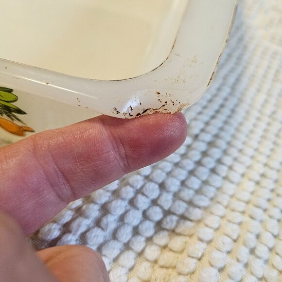 Lot of 2 VTG Glasbake 8" Square Casserole Dish Vegetables & 1 Qt Round Casserole - Picture 10 of 13